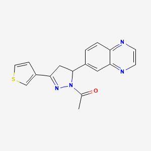 B2976688 1-(5-(quinoxalin-6-yl)-3-(thiophen-3-yl)-4,5-dihydro-1H-pyrazol-1-yl)ethanone CAS No. 1010887-64-5