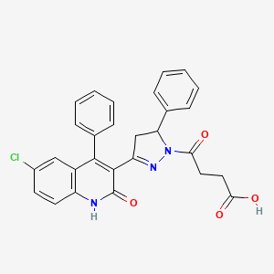 molecular formula C28H22ClN3O4 B2976697 4-[(3E)-3-(6-氯-2-氧代-4-苯基喹啉-3-亚基lidene)-5-苯基吡唑烷-1-基]-4-氧代丁酸 CAS No. 330663-01-9