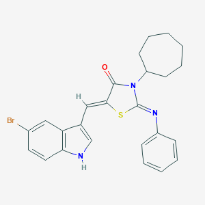 (5Z)-5-[(5-bromo-1H-indol-3-yl)methylidene]-3-cycloheptyl-2-phenylimino-1,3-thiazolidin-4-one
