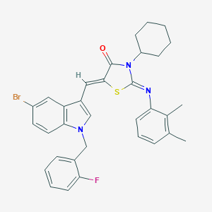 molecular formula C33H31BrFN3OS B297671 5-{[5-bromo-1-(2-fluorobenzyl)-1H-indol-3-yl]methylene}-3-cyclohexyl-2-[(2,3-dimethylphenyl)imino]-1,3-thiazolidin-4-one 