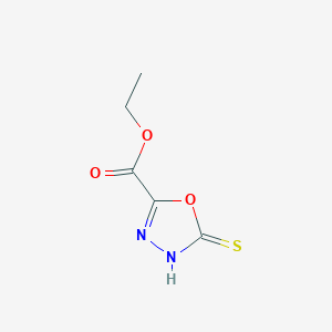 molecular formula C5H6N2O3S B2976716 Ethyl 5-sulfanyl-1,3,4-oxadiazole-2-carboxylate CAS No. 61320-93-2