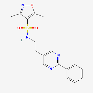 molecular formula C17H18N4O3S B2976733 3,5-二甲基-N-(2-(2-苯基嘧啶-5-基)乙基)异恶唑-4-磺酰胺 CAS No. 2034397-87-8