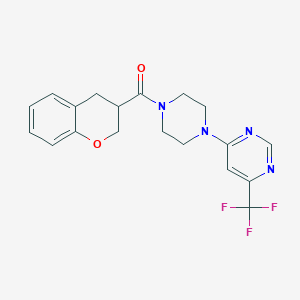 molecular formula C19H19F3N4O2 B2976735 4-[4-(3,4-二氢-2H-1-苯并吡喃-3-羰基)哌嗪-1-基]-6-(三氟甲基)嘧啶 CAS No. 2097912-99-5