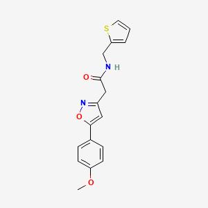 molecular formula C17H16N2O3S B2976739 2-(5-(4-methoxyphenyl)isoxazol-3-yl)-N-(thiophen-2-ylmethyl)acetamide CAS No. 953139-94-1