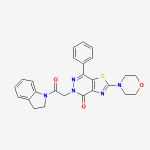 molecular formula C25H23N5O3S B2976740 5-(2-(吲哚-1-基)-2-氧代乙基)-2-吗啉基-7-苯基噻唑并[4,5-d]哒嗪-4(5H)-酮 CAS No. 1021020-20-1