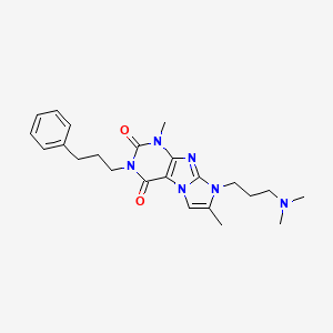molecular formula C23H30N6O2 B2976751 8-(3-(二甲氨基)丙基)-1,7-二甲基-3-(3-苯基丙基)-1H-咪唑并[2,1-f]嘌呤-2,4(3H,8H)-二酮 CAS No. 922445-58-7