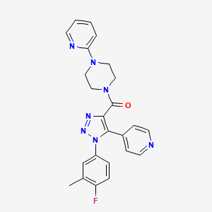 molecular formula C24H22FN7O B2976764 1-{[1-(4-fluoro-3-methylphenyl)-5-pyridin-4-yl-1H-1,2,3-triazol-4-yl]carbonyl}-4-pyridin-2-ylpiperazine CAS No. 1251679-98-7