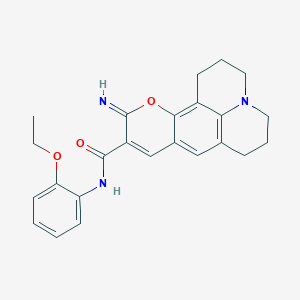 molecular formula C24H25N3O3 B2976767 N-(2-ethoxyphenyl)-11-imino-2,3,5,6,7,11-hexahydro-1H-pyrano[2,3-f]pyrido[3,2,1-ij]quinoline-10-carboxamide CAS No. 865654-91-7