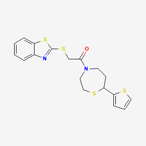 molecular formula C18H18N2OS4 B2976773 2-(苯并[d]噻唑-2-基硫代)-1-(7-(噻吩-2-基)-1,4-噻氮杂环-4-基)乙酮 CAS No. 1705889-68-4