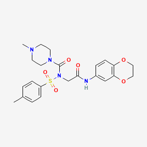 molecular formula C23H28N4O6S B2976779 N-(2-((2,3-dihydrobenzo[b][1,4]dioxin-6-yl)amino)-2-oxoethyl)-4-methyl-N-tosylpiperazine-1-carboxamide CAS No. 887196-77-2