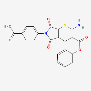 molecular formula C21H14N2O6S B2976780 4-(5-amino-1,3,6-trioxo-3,3a,11b,11c-tetrahydro-6H-chromeno[4',3':4,5]thiopyrano[2,3-c]pyrrol-2(1H)-yl)benzoic acid CAS No. 1401661-87-7