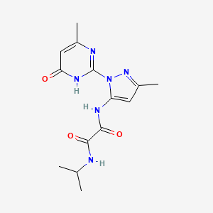 molecular formula C14H18N6O3 B2976781 N1-isopropyl-N2-(3-methyl-1-(4-methyl-6-oxo-1,6-dihydropyrimidin-2-yl)-1H-pyrazol-5-yl)oxalamide CAS No. 1013889-33-2