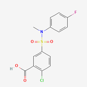 molecular formula C14H11ClFNO4S B2976788 2-Chloro-5-[(4-fluoro-phenyl)-methyl-sulfamoyl]-benzoic acid CAS No. 379254-58-7