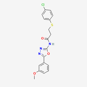 molecular formula C18H16ClN3O3S B2976800 3-((4-chlorophenyl)thio)-N-(5-(3-methoxyphenyl)-1,3,4-oxadiazol-2-yl)propanamide CAS No. 895480-22-5