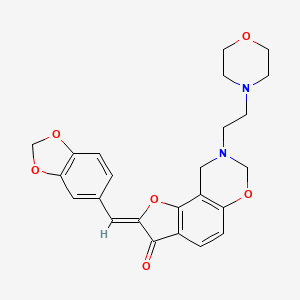 B2976801 (2Z)-2-(1,3-benzodioxol-5-ylmethylidene)-8-[2-(morpholin-4-yl)ethyl]-8,9-dihydro-7H-furo[2,3-f][1,3]benzoxazin-3(2H)-one CAS No. 929493-77-6
