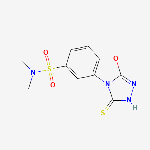 N,N-Dimethyl-3-sulfanyl-7-oxa-2,4,5-triazatricyclo[6.4.0.0,2,6]dodeca-1(12),3,5,8,10-pentaene-11-sulfonamide