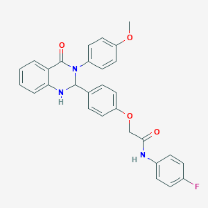 molecular formula C29H24FN3O4 B297682 N-(4-fluorophenyl)-2-{4-[3-(4-methoxyphenyl)-4-oxo-1,2,3,4-tetrahydroquinazolin-2-yl]phenoxy}acetamide 