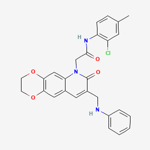 molecular formula C27H24ClN3O4 B2976823 2-[8-(anilinomethyl)-7-oxo-2,3-dihydro[1,4]dioxino[2,3-g]quinolin-6(7H)-yl]-N-(2-chloro-4-methylphenyl)acetamide CAS No. 894550-71-1