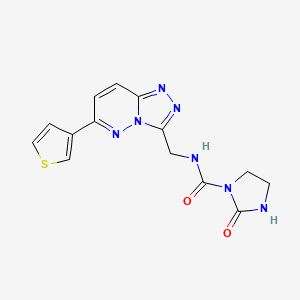 molecular formula C14H13N7O2S B2976839 2-oxo-N-((6-(thiophen-3-yl)-[1,2,4]triazolo[4,3-b]pyridazin-3-yl)methyl)imidazolidine-1-carboxamide CAS No. 1903515-95-6