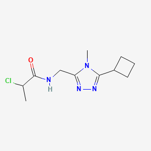 molecular formula C11H17ClN4O B2976849 2-Chloro-N-[(5-cyclobutyl-4-methyl-1,2,4-triazol-3-yl)methyl]propanamide CAS No. 2411257-24-2