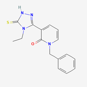 molecular formula C16H16N4OS B2976852 1-benzyl-3-(4-ethyl-5-sulfanyl-4H-1,2,4-triazol-3-yl)-2(1H)-pyridinone CAS No. 329234-95-9