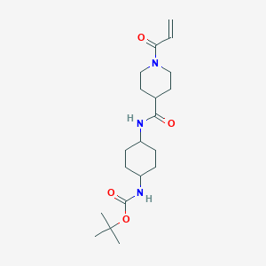 molecular formula C20H33N3O4 B2976855 Tert-butyl N-[4-[(1-prop-2-enoylpiperidine-4-carbonyl)amino]cyclohexyl]carbamate CAS No. 2361595-52-8