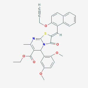 molecular formula C32H28N2O6S B297686 ethyl 5-(2,5-dimethoxyphenyl)-7-methyl-3-oxo-2-{[2-(2-propynyloxy)-1-naphthyl]methylene}-2,3-dihydro-5H-[1,3]thiazolo[3,2-a]pyrimidine-6-carboxylate 