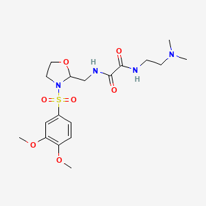 molecular formula C18H28N4O7S B2976871 N1-((3-((3,4-dimethoxyphenyl)sulfonyl)oxazolidin-2-yl)methyl)-N2-(2-(dimethylamino)ethyl)oxalamide CAS No. 868983-04-4