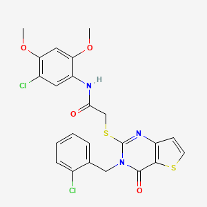 molecular formula C23H19Cl2N3O4S2 B2976876 N-(5-chloro-2,4-dimethoxyphenyl)-2-((3-(2-chlorobenzyl)-4-oxo-3,4-dihydrothieno[3,2-d]pyrimidin-2-yl)thio)acetamide CAS No. 1798443-45-4