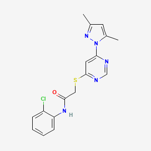 molecular formula C17H16ClN5OS B2976877 N-(2-chlorophenyl)-2-((6-(3,5-dimethyl-1H-pyrazol-1-yl)pyrimidin-4-yl)thio)acetamide CAS No. 1251703-91-9