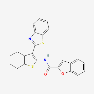 N-(3-(benzo[d]thiazol-2-yl)-4,5,6,7-tetrahydrobenzo[b]thiophen-2-yl)benzofuran-2-carboxamide