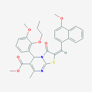 molecular formula C31H30N2O6S B297693 methyl 2-[(4-methoxy-1-naphthyl)methylene]-5-(3-methoxy-2-propoxyphenyl)-7-methyl-3-oxo-2,3-dihydro-5H-[1,3]thiazolo[3,2-a]pyrimidine-6-carboxylate 