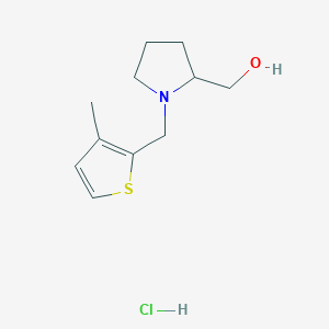 molecular formula C11H18ClNOS B2976949 (1-((3-Methylthiophen-2-yl)methyl)pyrrolidin-2-yl)methanol hydrochloride CAS No. 2034417-01-9