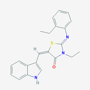 molecular formula C22H21N3OS B297695 (5E)-3-ethyl-2-(2-ethylphenyl)imino-5-(1H-indol-3-ylmethylidene)-1,3-thiazolidin-4-one 