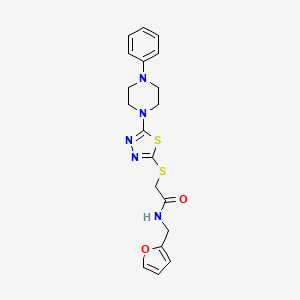 molecular formula C19H21N5O2S2 B2976969 N-(furan-2-ylmethyl)-2-((5-(4-phenylpiperazin-1-yl)-1,3,4-thiadiazol-2-yl)thio)acetamide CAS No. 1105198-59-1