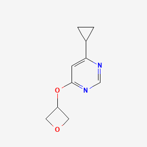 molecular formula C10H12N2O2 B2976973 4-环丙基-6-(氧杂环丁-3-氧基)嘧啶 CAS No. 2199684-67-6