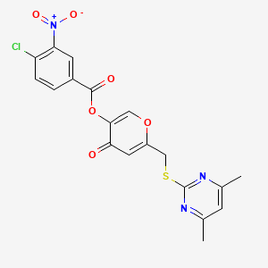 molecular formula C19H14ClN3O6S B2976975 [6-[(4,6-Dimethylpyrimidin-2-yl)sulfanylmethyl]-4-oxopyran-3-yl] 4-chloro-3-nitrobenzoate CAS No. 877636-59-4