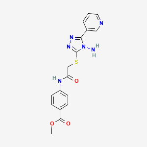 molecular formula C17H16N6O3S B2976979 methyl 4-(2-{[4-amino-5-(pyridin-3-yl)-4H-1,2,4-triazol-3-yl]sulfanyl}acetamido)benzoate CAS No. 728890-75-3