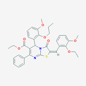 molecular formula C35H36N2O7S B297698 ethyl 2-(2-ethoxy-3-methoxybenzylidene)-5-(3-methoxy-2-propoxyphenyl)-3-oxo-7-phenyl-2,3-dihydro-5H-[1,3]thiazolo[3,2-a]pyrimidine-6-carboxylate 