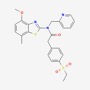 molecular formula C25H25N3O4S2 B2976985 2-(4-(ethylsulfonyl)phenyl)-N-(4-methoxy-7-methylbenzo[d]thiazol-2-yl)-N-(pyridin-2-ylmethyl)acetamide CAS No. 941972-67-4