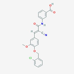 B2976986 3-[[(E)-3-[4-[(2-chlorophenyl)methoxy]-3-methoxyphenyl]-2-cyanoprop-2-enoyl]amino]benzoic acid CAS No. 380475-61-6