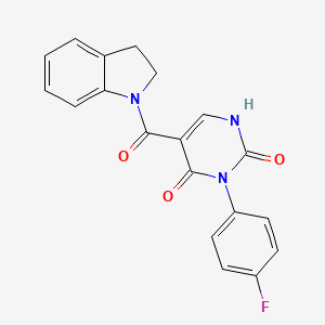 molecular formula C19H14FN3O3 B2976991 3-(4-fluorophenyl)-5-(indoline-1-carbonyl)pyrimidine-2,4(1H,3H)-dione CAS No. 887899-76-5