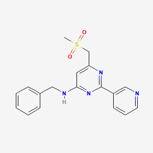 molecular formula C18H18N4O2S B2976992 N-苄基-6-[(甲磺酰)甲基]-2-(3-吡啶基)-4-嘧啶胺 CAS No. 338967-53-6