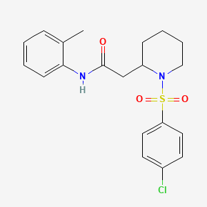 molecular formula C20H23ClN2O3S B2976997 2-(1-((4-chlorophenyl)sulfonyl)piperidin-2-yl)-N-(o-tolyl)acetamide CAS No. 941990-85-8