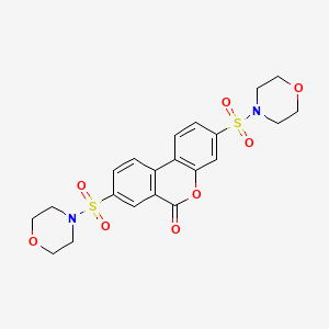molecular formula C21H22N2O8S2 B2976998 3,8-Bis(morpholin-4-ylsulfonyl)benzo[c]chromen-6-one CAS No. 694485-01-3