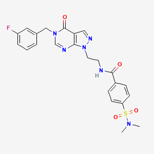 molecular formula C23H23FN6O4S B2977006 4-(N,N-dimethylsulfamoyl)-N-(2-(5-(3-fluorobenzyl)-4-oxo-4,5-dihydro-1H-pyrazolo[3,4-d]pyrimidin-1-yl)ethyl)benzamide CAS No. 922099-75-0