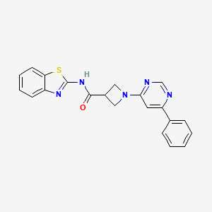 molecular formula C21H17N5OS B2977012 N-(benzo[d]thiazol-2-yl)-1-(6-phenylpyrimidin-4-yl)azetidine-3-carboxamide CAS No. 2034285-17-9