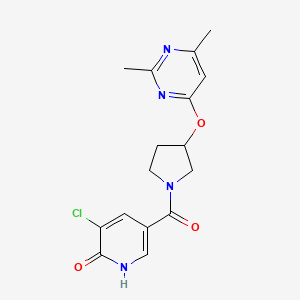 molecular formula C16H17ClN4O3 B2977014 3-Chloro-5-{3-[(2,6-dimethylpyrimidin-4-yl)oxy]pyrrolidine-1-carbonyl}pyridin-2-ol CAS No. 2097913-17-0