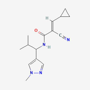 molecular formula C15H20N4O B2977015 (E)-2-Cyano-3-cyclopropyl-N-[2-methyl-1-(1-methylpyrazol-4-yl)propyl]prop-2-enamide CAS No. 2411335-06-1