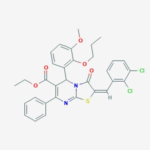 ethyl 2-(2,3-dichlorobenzylidene)-5-(3-methoxy-2-propoxyphenyl)-3-oxo-7-phenyl-2,3-dihydro-5H-[1,3]thiazolo[3,2-a]pyrimidine-6-carboxylate